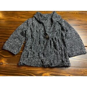 Tribal Cardigan Sweater. Women's, Size Small, Black White, ¾ Sleeve, Knitted